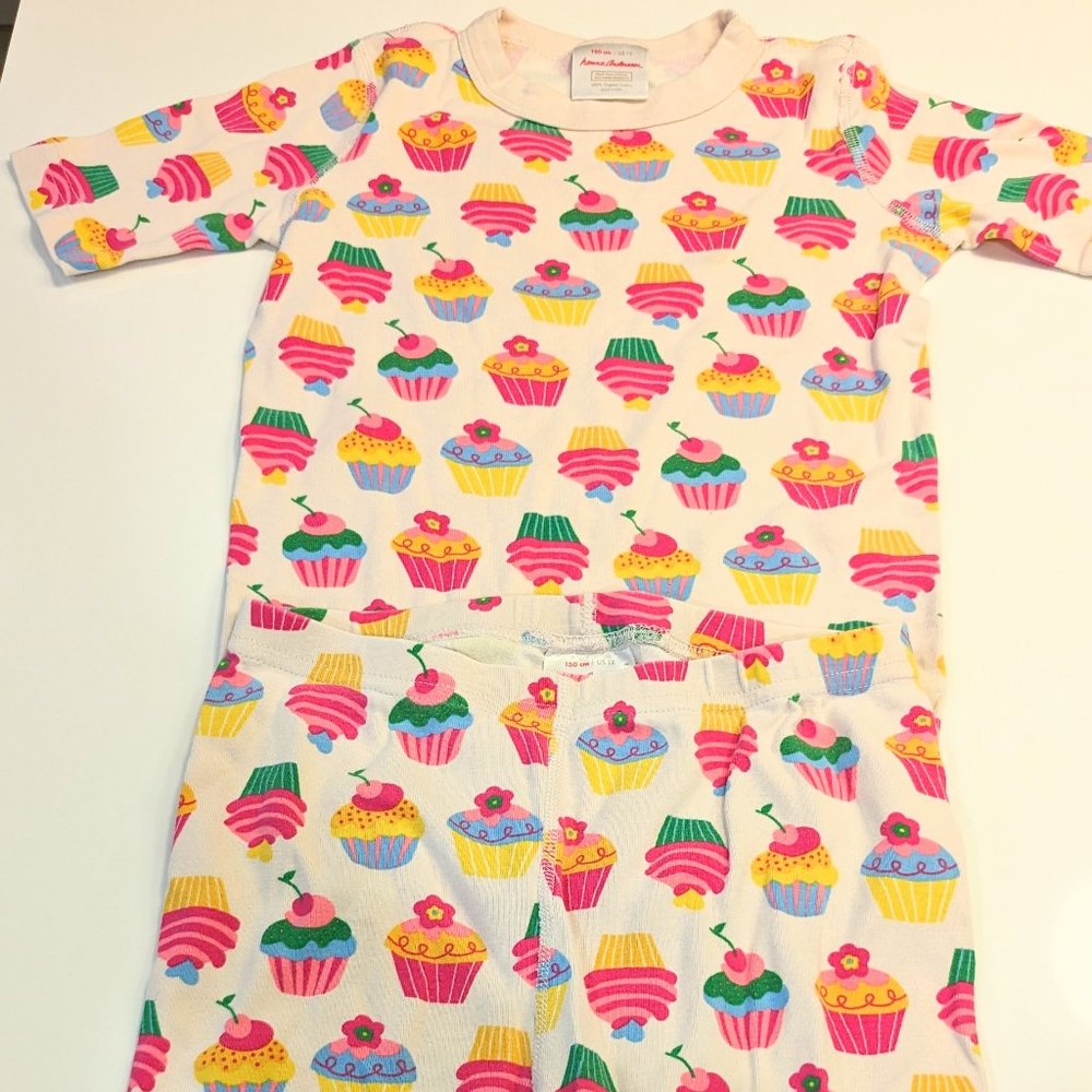 Hanna Andersson cupcake pajamas, US Size 12, short sleeve, 100% Organic Cotton